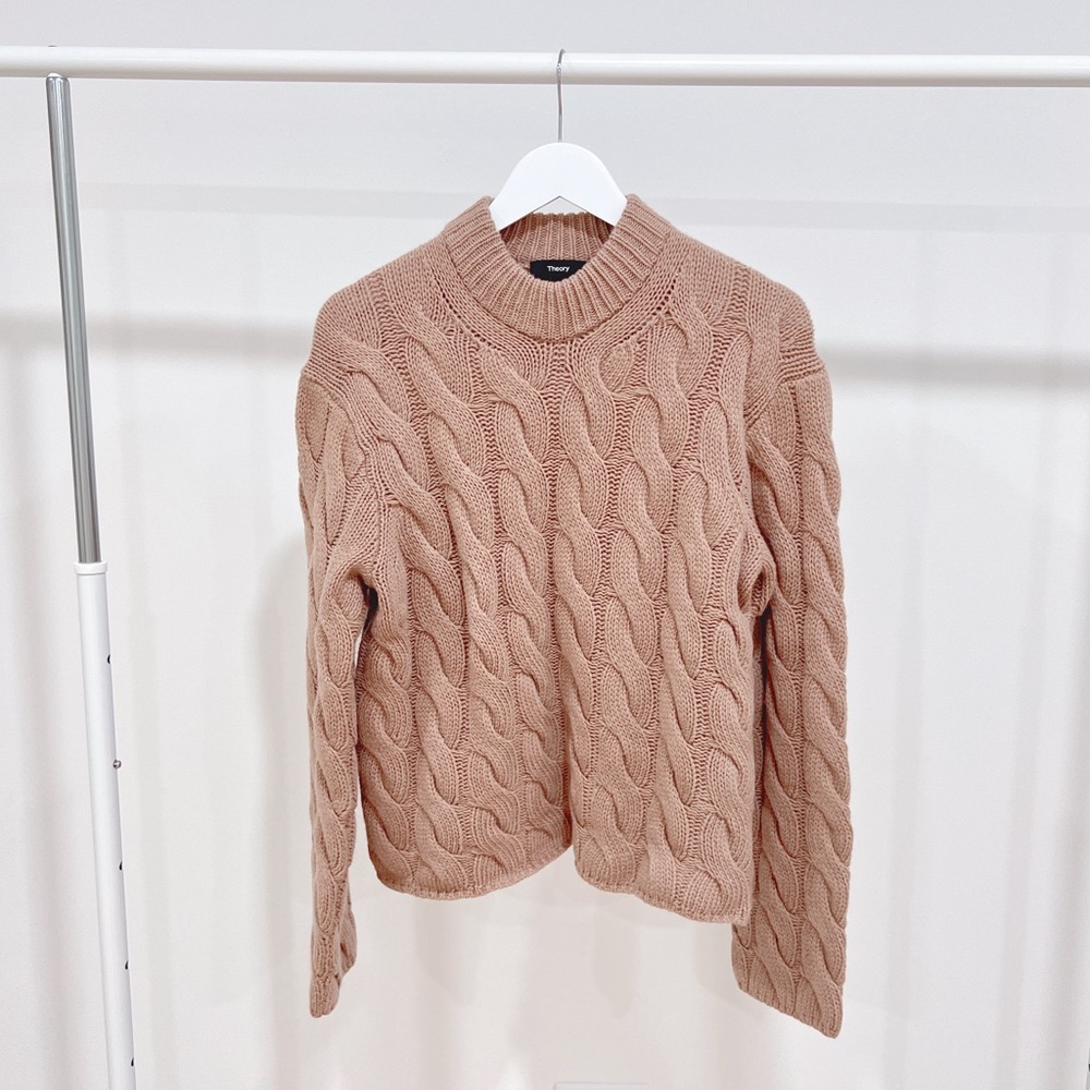 Theory Mock Cable Knit Wool & Cashmere Pullover Sweater Size P (XS) NWOT